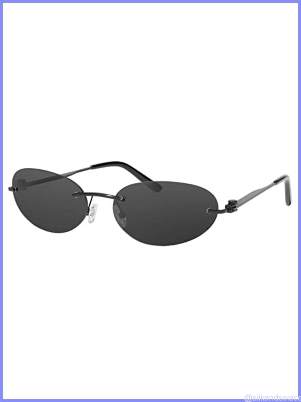 Rimless Oval Y2K Retro Sunglasses UV400 Metal Frame